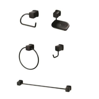 Imagem de Kit Acessórios para Banheiro Block 38 Preto Meber Metais