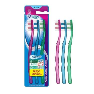 Imagem de Escova Dental Sorriso Tripla Macia Leve 3 Pague 2 - Embalagem com 3 Un