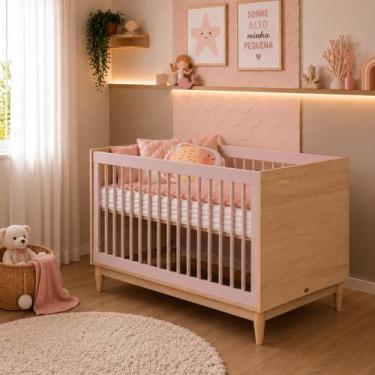 Imagem de Berço Americano Tomi em MDF laqueado vira mini Cama possui Regulagem d