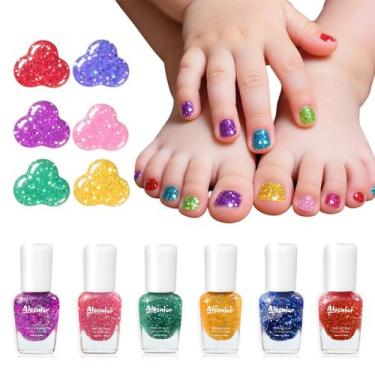 Imagem de Kit de Esmaltes Infantil Aieenjor 6 Cores Glitter Secagem Rápida