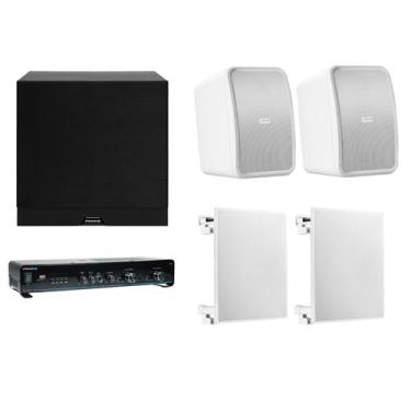 Imagem de Kit Sonorização Comercial Frahm Lojas Teto Duplo Com 5 HS Outdoor Bran