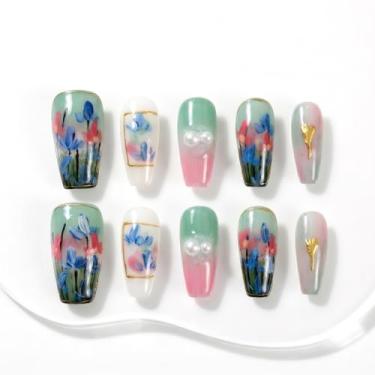 Imagem de Unhas Postiças Sun&Beam Nails Verde Arte 3D - 10 Unidades