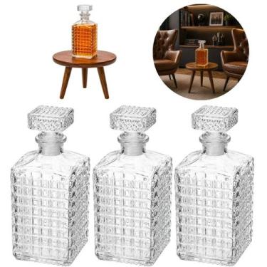 Imagem de 3 Garrafas para Whisky 560ml Transparente Bar - Rojemac