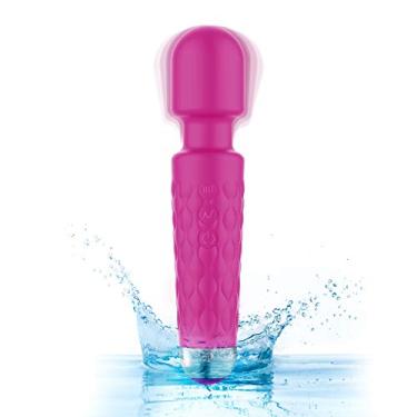 Imagem de Massageador de varinha pessoal recarregável - 20 padrões de vibração e 8 sacos de viagem de velocidade incluídos, perfeitos para tensão muscular, costas, alívio do pescoço, dor, recuperação