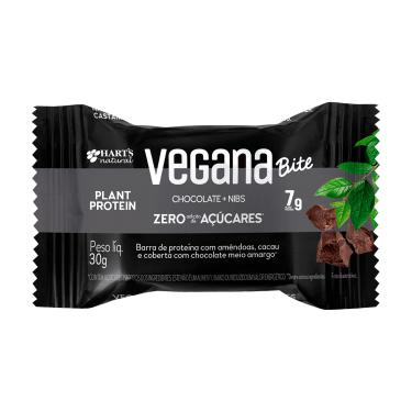 Imagem de Barra de Proteína Harts Natural Vegana Bite Zero Açúcar Chocolate + Nibs 30g 