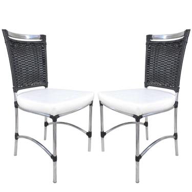 Imagem de 2 Cadeiras de Jantar jk em Alumínio Para Cozinha, Piscina, Edícula, Área Gourmet, Varanda - Preto