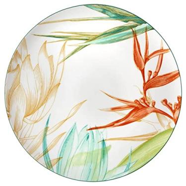Imagem de Sousplat Fiji 33cm Porcelana Branco Floral Cores