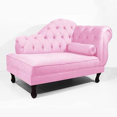 Imagem de Recamier Sofá Divã Com Pés Retro 140X80 - Elã (Suede Rosa)