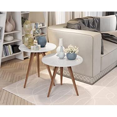 Imagem de Conjunto 2 Mesas Retrô Pés Palito Lateral e Apoio PARIS - Branco - Comprar Moveis Em Casa
