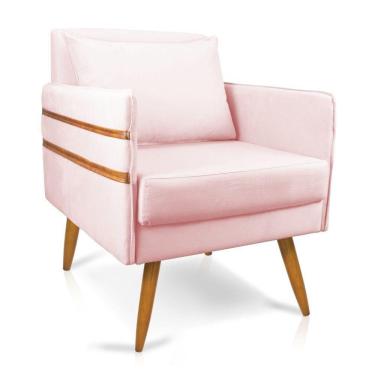 Imagem de Poltrona Mari Suede Pés Palito Castanho - D`Rossi Rosa Bebê