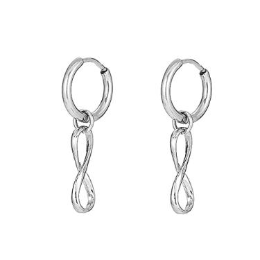Imagem de Brincos de argola Huggie Infinity para mulheres e homens 316 Aço Inoxidável Cirúrgico Minimalista Pequeno Argola Cartilagem Punho Hipoalergênico para Piercing Orelha Eternidade Promessa Joias, Metal, Não conhecido