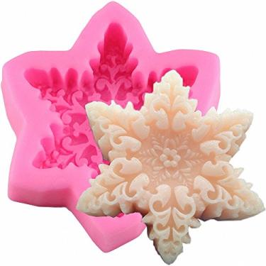 Imagem de MoldFun – Molde de silicone em forma de floco de neve para cera de chocolate e doces que derrete sabão – Vela Oreo de argila de resina, sabonete, pasta de sabão, ferramentas de decoração de bolos