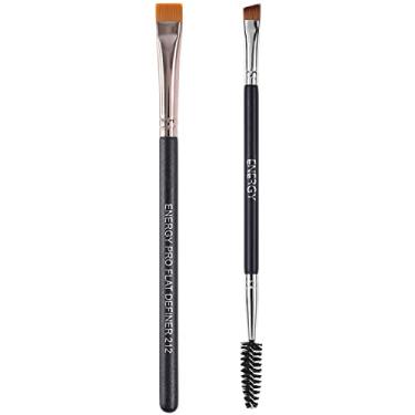 Imagem de Pincéis de maquiagem para os olhos para sobrancelhas corretivo ENERGY Pincel definidor plano Duo Eye Sobrancelha Spoolie Ângulo Sombra Delineador Pincéis de maquiagem Premium Vegano Sintético Aplicar Gel Pó Pomada Cera