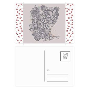 Imagem de Cartão postal de aniversário com desenho de leopardo, flor de Natal, celebração, cartão postal de bênção