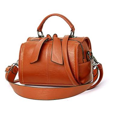 Imagem de Bolsas femininas barril bolsas moda bolsa transversal de couro macio alça superior bolsa bolsa de ombro bolsa feminina, Amarelo