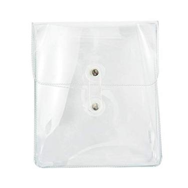 Imagem de LUGU Bolsa de documentos de arquivo t nsparente portátil bolsa de envelope de izador de zenamento de fatu s com botão e fecho de co ão pa uso escolar em casa