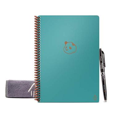 Imagem de Rocketbook Panda Planner – reutilizável 2021 diário, semanal, mensal, planejador com 1 caneta Pilot Frixion e 1 pano de microfibra incluído – capa azul-petróleo, tamanho carta (21,5 x 28 cm)