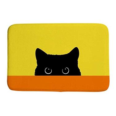 Imagem de Tapete macio de gato preto em listras laranjas amarelas, tapete leve, antiderrapante, espuma viscoelástica, para sala de estar, quarto, sala de jantar, sala de aula, 60 x 40 cm