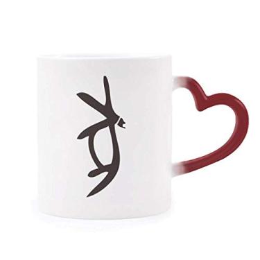 Imagem de Bones Inscriptions Caneca sensível ao calor porco do zodíaco chinês Caneca vermelha que muda de cor