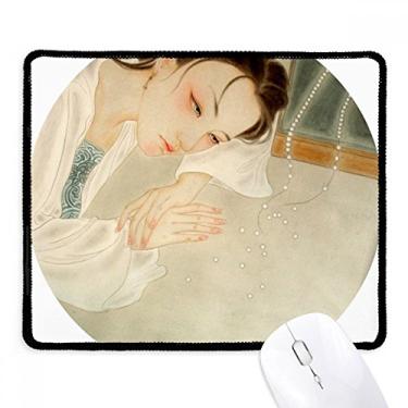 Imagem de Mousepad branco chinês tradicional pintura de beleza borda costurada tapete de borracha para jogos