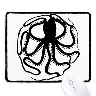 Imagem de Black Octopus Marine Life Padrão Mousepad Borda costurada Tapete de borracha para jogos