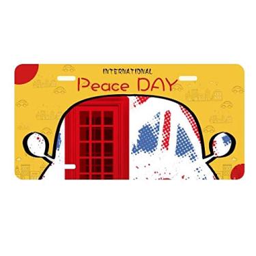 Imagem de DIYthinker Placa de carro com bandeira de Londres do Reino Unido da Grã-Bretanha, placa de telefone vermelha para decoração de carro