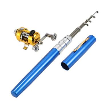 Imagem de Andoer Conjunto de kit combinado para carretel de vara de pescar Mini Caneta de bolso portátil telescópica Vara de pesca + Carretel Acessórios de pesca de liga de alumínio