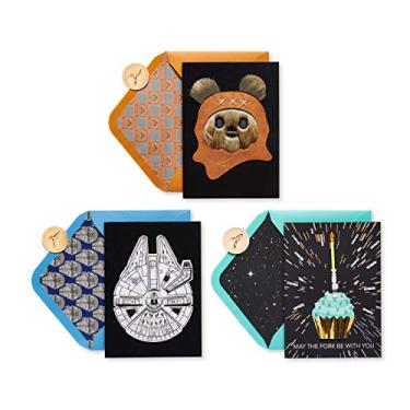Imagem de Papyrus Conjunto de cartões de aniversário Star Wars, Millennium Falcon e Ewok (3 unidades)