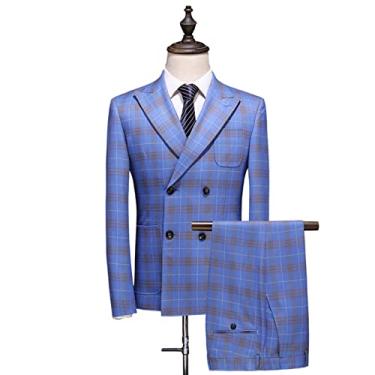 Imagem de Conjunto de terno masculino slim fit, jaqueta de smoking trespassada, blazer de casamento, casaco esportivo de negócios, festa de formatura, 3 peças, G/50