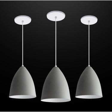 Imagem de Kit 3 Lustres Pendentes Estilo Vegas Vintage Cinza Com Branco