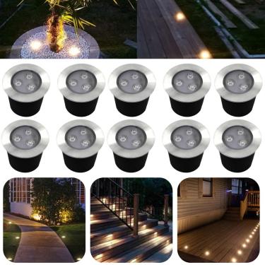 Imagem de Kit 10 Luminárias Balizadores Spot Led SMD Em PVC De 3W Luz Branco Quente De Embutir Em...