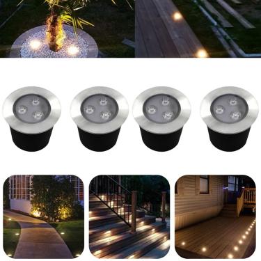 Imagem de Kit 4 Luminárias Balizadores Spot Led SMD Em PVC De 3W Luz Branco Quente De Embutir Em...