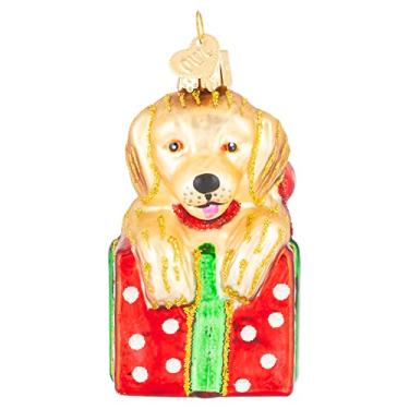 Imagem de Old World Christmas Ornamentos de Natal Golden Retriever para filhote de cachorro de vidro soprado para árvore de Natal