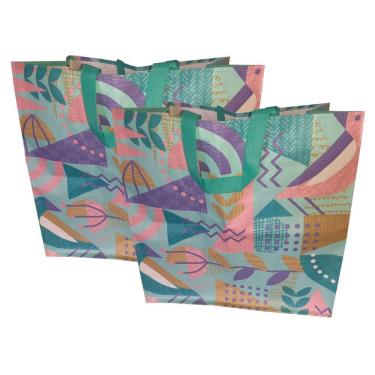 Imagem de 2 Sacolas Gigantes de Ráfia Ecobag Retornável 44x45x29cm B4u