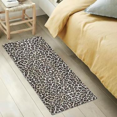 Imagem de GuoChe Tapete de corredor de leopardo dourado moderno tapete boho corredor tapete felpudo absorvente de água corredor tapete lavável 99 x 50 cm