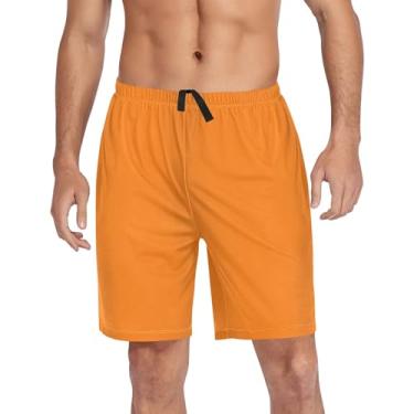 Imagem de CHIFIGNO Calça de pijama masculina para dormir e relaxar, calça de pijama masculina com bolsos e cordão, Sol laranja, XXG