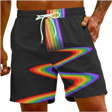 Imagem de BFAFEN Shorts masculinos com estampa engraçada para prancha de surfe, shorts de verão folgados, shorts de treino com bolsos, Calção de banho masculino preto, XXG
