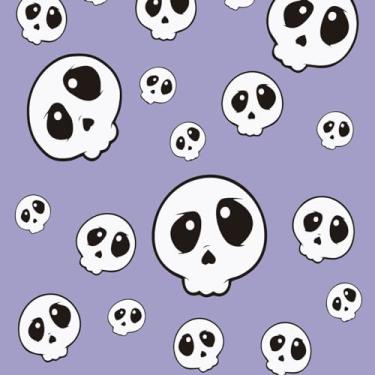 Imagem de Papel De Parede Adesivo Infantil Caveiras Com Fundo Roxo 10m