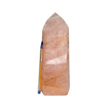Imagem de Ponta Quartzo Rosa Pedra Natural Grande 21cm 1,7kg Classe B