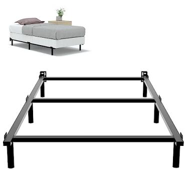 Imagem de Moldura de cama Twin GG de 17,8 cm de metal para cama preta para box de molas e colchão, estrutura de cama resistente de 9 pernas, sem ferramentas, fácil montagem e resistente