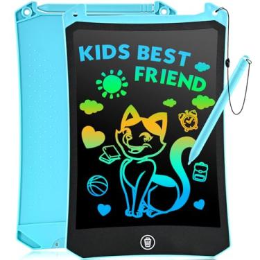Imagem de Tablet de escrita LCD, quadro de rabiscos coloridos de 21 cm, bloco de rabiscos eletrônicos, tabuleiros de desenho para crianças, brinquedos educativos, presentes de aniversário para meninas e meninos de 3 a 8 anos (azul)
