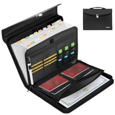 Imagem de Hontom Organizador de arquivos sanfonado, 24 bolsos à prova de fogo com vários bolsos, pasta organizadora de documentos portátil à prova de fogo com fecho de pressão para documentos e arquivos