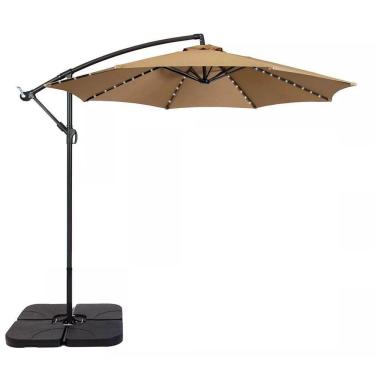 Imagem de Ombrelone com Led Articulado Guarda Sol De Praia Jardim Lateral 3 Metros Base 60l  Bege RM Decor