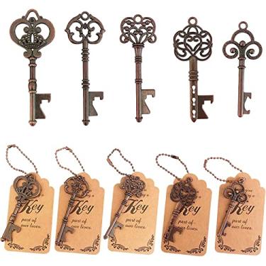 Imagem de WODEGIFT Abridor de garrafa com chave de esqueleto, 50 peças, lembrancinhas de festa de chá de panela, lembranças para convidados a granel, lembrancinhas de festa de casamento presente com etiqueta de acompanhante (cobre vermelho)