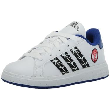 Imagem de adidas Tênis infantil unissex Marvel Homem-Aranha Grand Court, Branco/preto/azul royal, 15