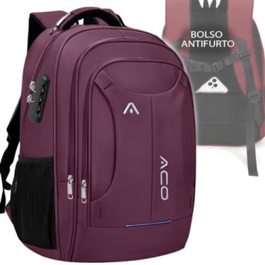 Imagem de Mochila Bolsa Masculina Feminina Notebook Anti Furto Reforçada Semi Impermeável Escolar Faculdade Trabalho Viagem Resiste com Cadeado (Lilas)