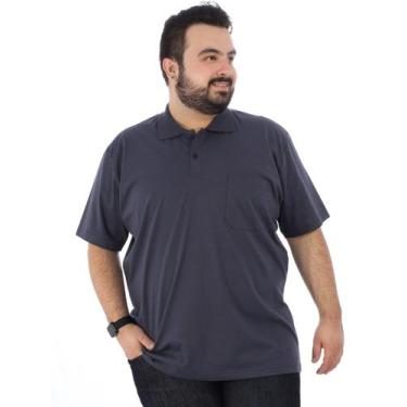 Imagem de Camisa Polo Plus Size Masculina Com Bolso Básica Grafite - Anistia