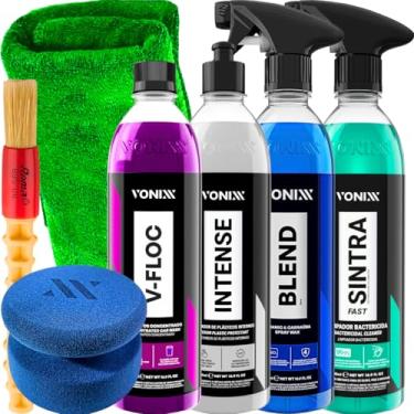 Imagem de Kit Lavagem Automotiva Carro Moto V-Floc Blend Spray Sintra Fast Intense Pano Aplicador Anatômico Pincel