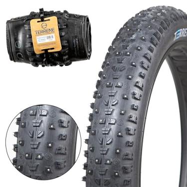 Imagem de Pneu Fat Bike para bicicleta e bicicleta da Terrene – Pneus de bicicleta cravejados leves de 60 cm para neve, tração no gelo – Acessórios de bicicleta para bicicleta Fat Tire – Acessórios de bicicleta