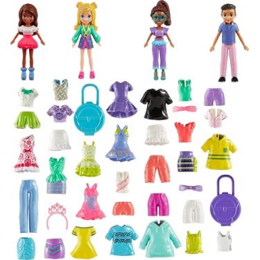 Imagem de Polly Pocket, Conjunto de Brinquedo Aventuras no Rio com 4 Bonecas e 49 Peças de Moda, Para crianças a partir de 4 anos